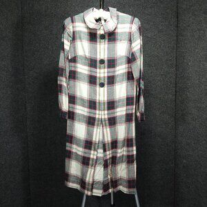 1950's Taupe, Red, and Green Plaid School Girl Shift Dress